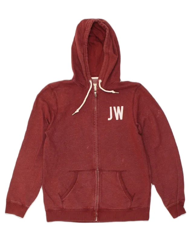 JACK WILLS Mens Graphic Zip Hoodie Sweater Medium Maroon Cotton Soft Cozy Warm