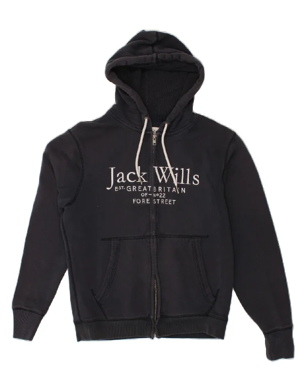 JACK WILLS Mens Graphic Zip Hoodie Sweater Small Navy Blue Cotton Oversized Loose Flowy JACK WILLS Mens Graphic Zip Hoodie Sweater Small Navy Blue Cotton Oversized Loose Flowy