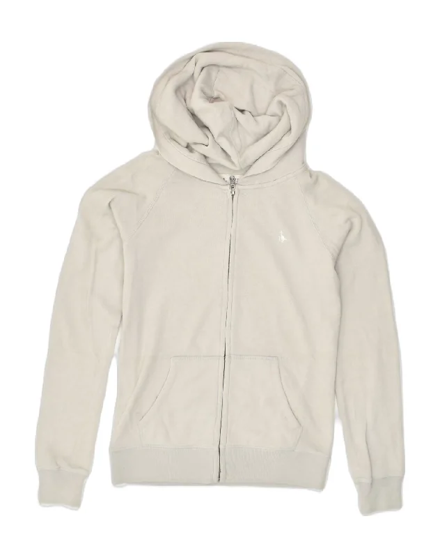 JACK WILLS Womens Zip Hoodie Sweater UK 8 Small  Grey Cotton Sequined Glittery Shiny