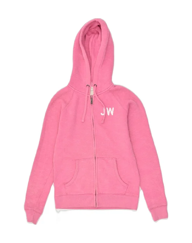 JACK WILLS Womens Zip Hoodie Sweater UK 8 Small Pink Polyester Collared Crew Neck Turtle Neck JACK WILLS Womens Zip Hoodie Sweater UK 8 Small Pink Polyester Collared Crew Neck Turtle Neck