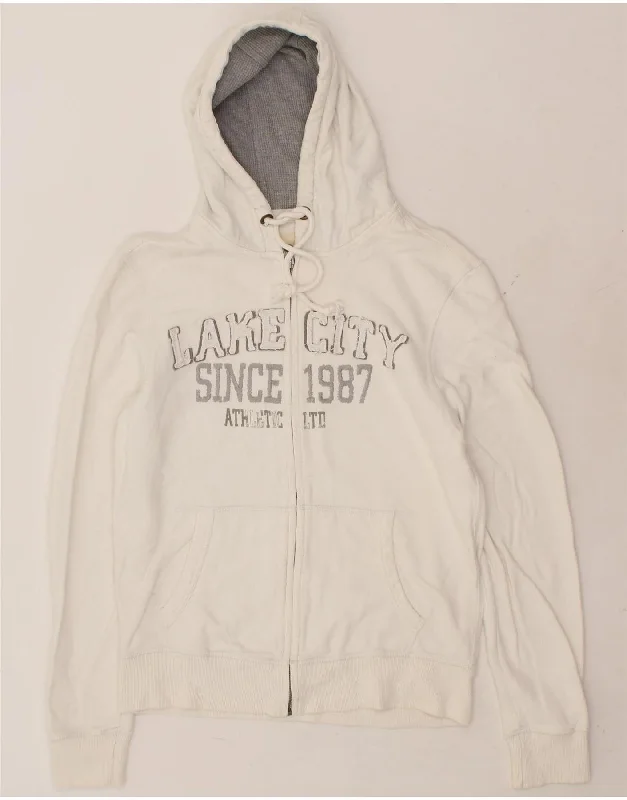 JULES Womens Graphic Zip Hoodie Sweater UK 16 Large White Cotton Velvet Chenille Corduroy JULES Womens Graphic Zip Hoodie Sweater UK 16 Large White Cotton Velvet Chenille Corduroy