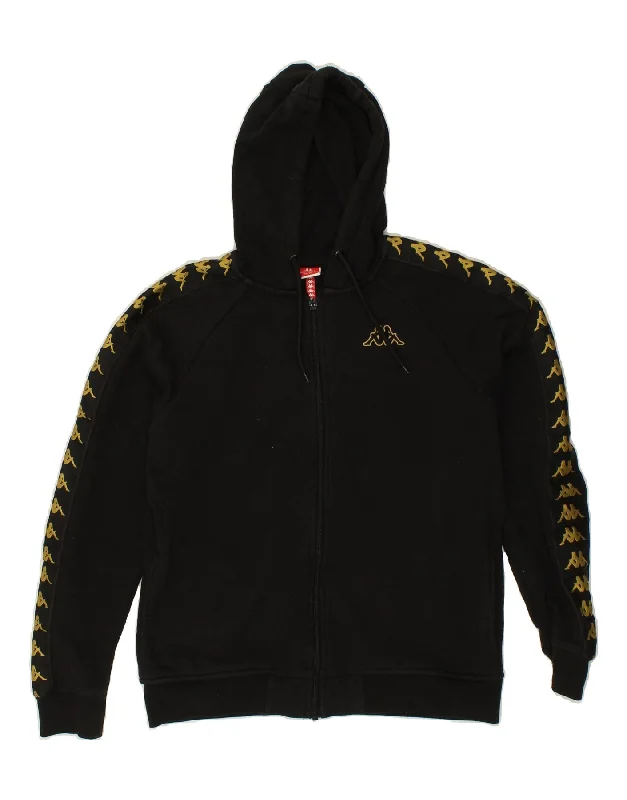 KAPPA Womens Graphic Zip Hoodie Sweater UK 14 Medium Black Polyester Oversized Loose Flowy KAPPA Womens Graphic Zip Hoodie Sweater UK 14 Medium Black Polyester Oversized Loose Flowy