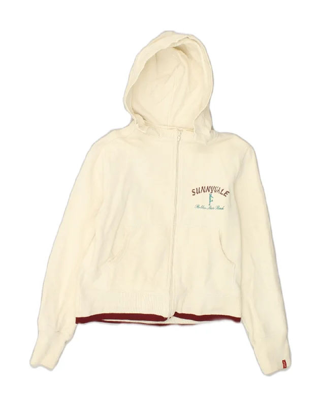 LEVI'S Girls Graphic Zip Hoodie Sweater 15-16 Years XS Beige Cotton Glossy Satin Silk LEVI'S Girls Graphic Zip Hoodie Sweater 15-16 Years XS Beige Cotton Glossy Satin Silk