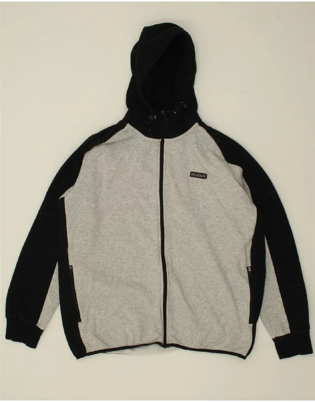 MCKENZIE Mens Zip Hoodie Sweater XL Grey Colourblock Cotton Graphic Sweater Embroidered Appliqued MCKENZIE Mens Zip Hoodie Sweater XL Grey Colourblock Cotton Graphic Sweater Embroidered Appliqued