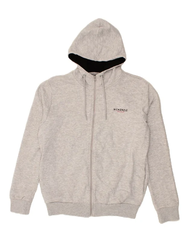 MCKENZIE Mens Zip Hoodie Sweater XL Grey Cotton Satin Blend Silk Blend Wool Blend