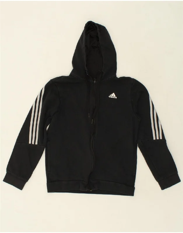 ADIDAS Mens Zip Hoodie Sweater Medium Black Cotton Elasticated Padded Insulated