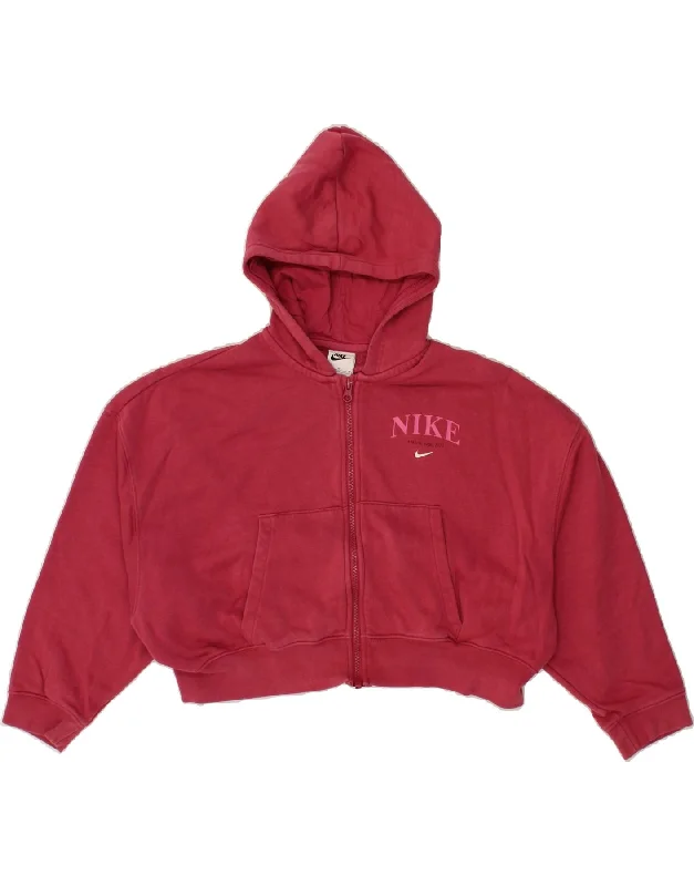 NIKE Girls Crop Graphic Zip Hoodie Sweater 10-11 Years Medium Red Cotton Layered Multi-layer Single Layer NIKE Girls Crop Graphic Zip Hoodie Sweater 10-11 Years Medium Red Cotton Layered Multi-layer Single Layer