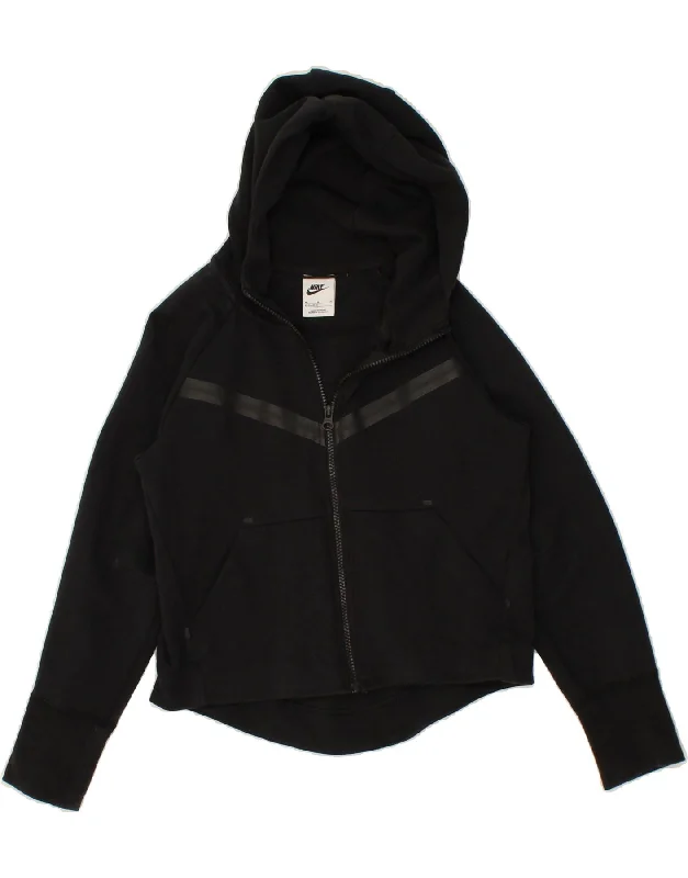 NIKE Girls Zip Hoodie Sweater 10-11 Years Medium Black Polyester Cotton Fabric Linen Fabric Terry Fabric NIKE Girls Zip Hoodie Sweater 10-11 Years Medium Black Polyester Cotton Fabric Linen Fabric Terry Fabric