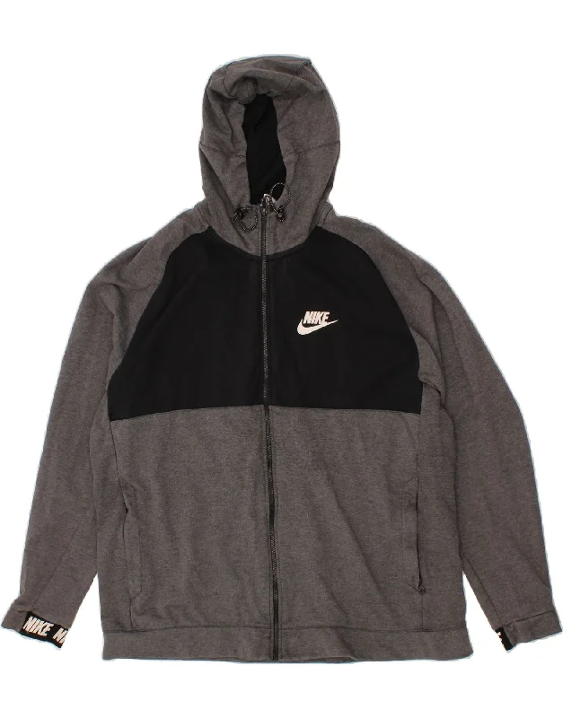 NIKE Mens Graphic Zip Hoodie Sweater 2XL Grey Colourblock Cotton Solid Color Striped Floral Print NIKE Mens Graphic Zip Hoodie Sweater 2XL Grey Colourblock Cotton Solid Color Striped Floral Print