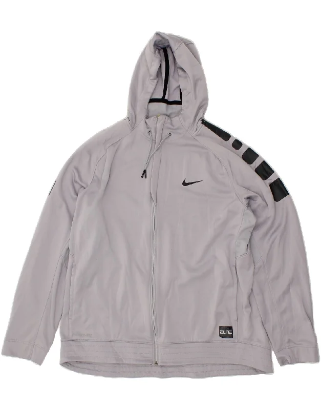 NIKE Mens Therma-Fit Zip Hoodie Sweater 2XL Grey Polyester Zippered Front Buttoned Front Snap Front NIKE Mens Therma-Fit Zip Hoodie Sweater 2XL Grey Polyester Zippered Front Buttoned Front Snap Front