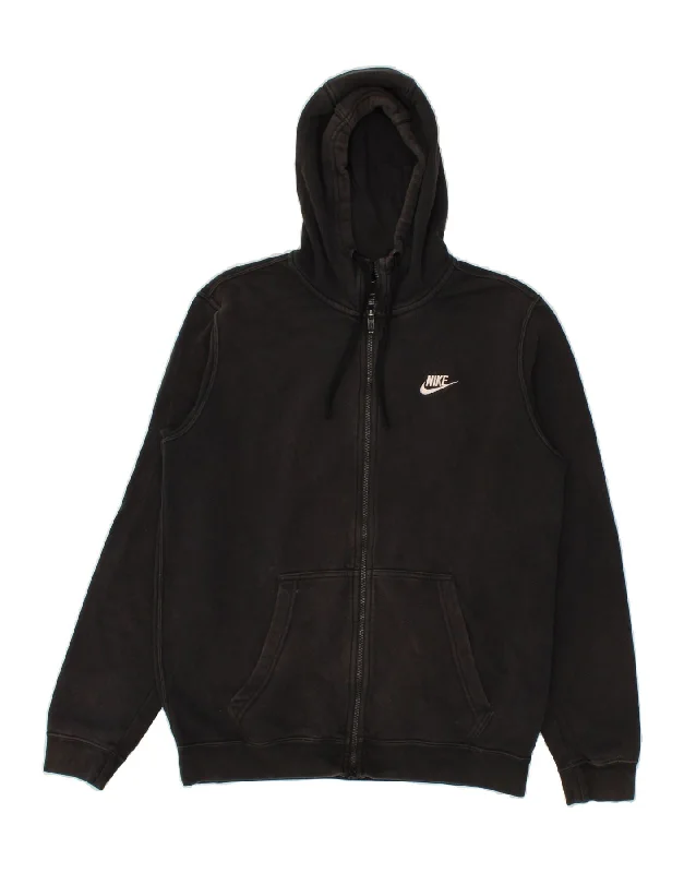 NIKE Mens Zip Hoodie Sweater Medium Black Cotton Nylon Fabric Polyester Fabric Spandex Fabric NIKE Mens Zip Hoodie Sweater Medium Black Cotton Nylon Fabric Polyester Fabric Spandex Fabric