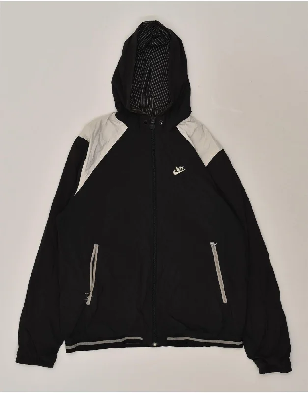 NIKE Mens Zip Hoodie Sweater Small Black Colourblock Polyester Chenille Blend Fleece Blend Nylon Blend NIKE Mens Zip Hoodie Sweater Small Black Colourblock Polyester Chenille Blend Fleece Blend Nylon Blend