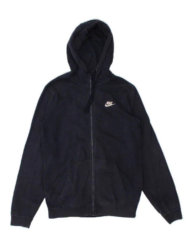 NIKE Mens Zip Hoodie Sweater Small Navy Blue Cotton Boat Neck Shawl Collar Notched Collar NIKE Mens Zip Hoodie Sweater Small Navy Blue Cotton Boat Neck Shawl Collar Notched Collar