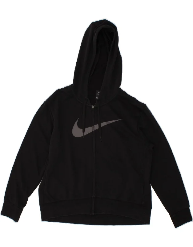 NIKE Womens Dri Fit Graphic Zip Hoodie Sweater UK 14 Medium Black Cotton Cotton Fabric Linen Fabric Terry Fabric NIKE Womens Dri Fit Graphic Zip Hoodie Sweater UK 14 Medium Black Cotton Cotton Fabric Linen Fabric Terry Fabric