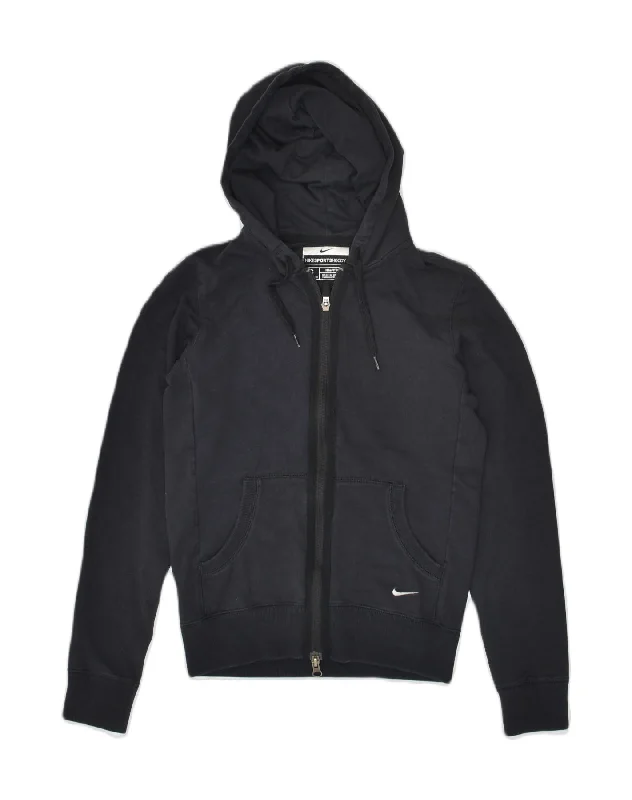 NIKE Womens Zip Hoodie Sweater UK 10 Small Navy Blue Cotton Satin Blend Silk Blend Wool Blend NIKE Womens Zip Hoodie Sweater UK 10 Small Navy Blue Cotton Satin Blend Silk Blend Wool Blend