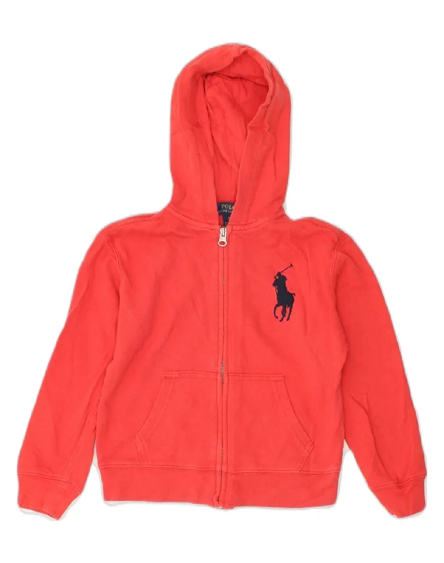 POLO RALPH LAUREN Girls Zip Hoodie Sweater 5-6 Years Red Cotton Houndstooth Herringbone Solid POLO RALPH LAUREN Girls Zip Hoodie Sweater 5-6 Years Red Cotton Houndstooth Herringbone Solid