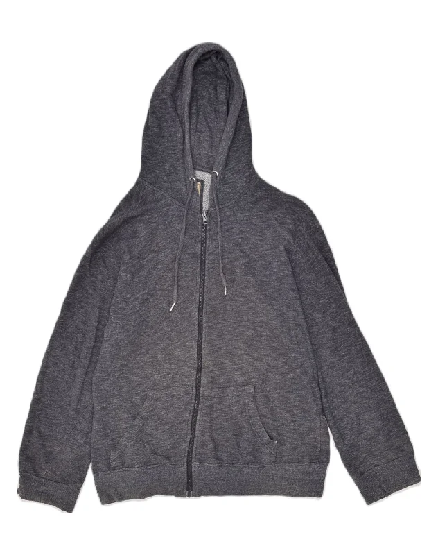 PULL & BEAR Mens Zip Hoodie Sweater XL Grey Cotton Oversized Loose Flowy