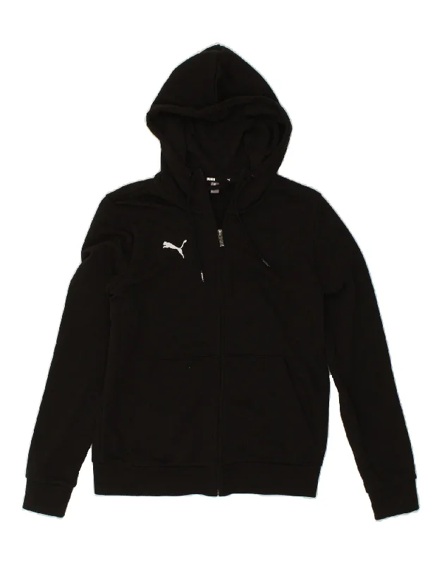 PUMA Womens Zip Hoodie Sweater UK 14 Medium Black Cotton Solid Color Striped Floral Print PUMA Womens Zip Hoodie Sweater UK 14 Medium Black Cotton Solid Color Striped Floral Print