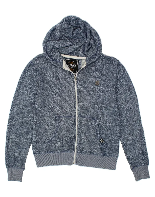 SALTROCK Mens Zip Hoodie Sweater Small Blue Flecked Cotton Thin Thick Dense