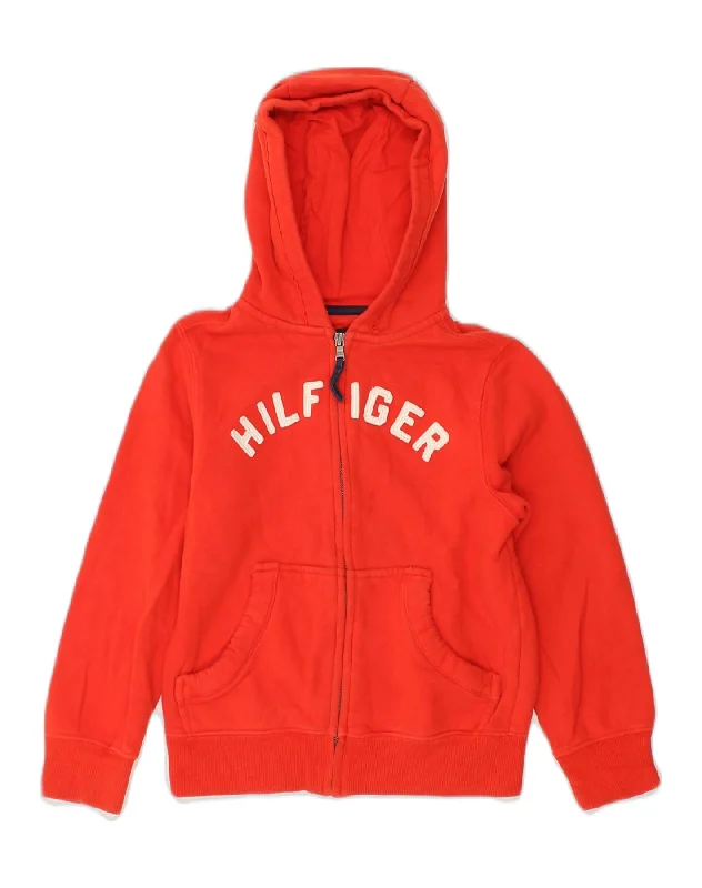TOMMY HILFIGER Girls Graphic Zip Hoodie Sweater 6-7 Years Small Red Cotton Striped Floral Plaid TOMMY HILFIGER Girls Graphic Zip Hoodie Sweater 6-7 Years Small Red Cotton Striped Floral Plaid