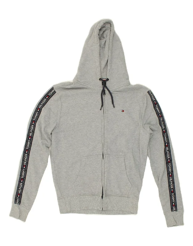 TOMMY HILFIGER Mens Graphic Zip Hoodie Sweater Medium Grey Cotton Toggled Drawstring Belted TOMMY HILFIGER Mens Graphic Zip Hoodie Sweater Medium Grey Cotton Toggled Drawstring Belted
