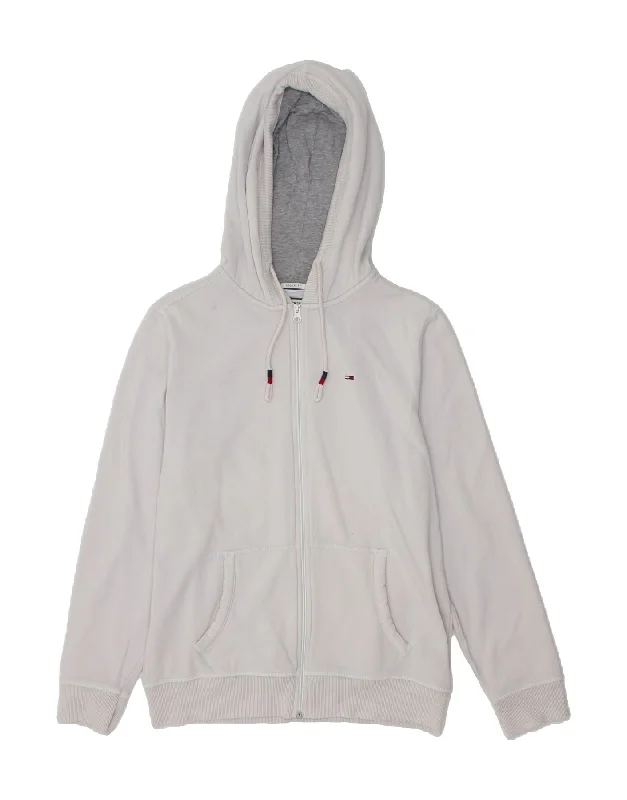 TOMMY HILFIGER Mens Regular Fit Zip Hoodie Sweater Large White Cotton Silk Blend Satin Velvet TOMMY HILFIGER Mens Regular Fit Zip Hoodie Sweater Large White Cotton Silk Blend Satin Velvet
