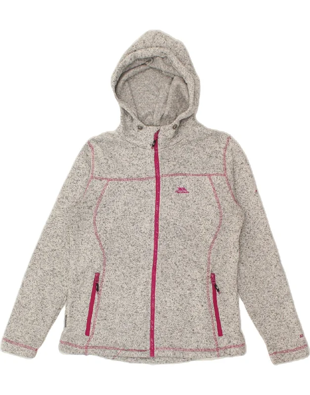 TRESPASS Womens Zip Hoodie Sweater UK 12 Medium Grey Flecked Polyester Print Jacquard Patchwork TRESPASS Womens Zip Hoodie Sweater UK 12 Medium Grey Flecked Polyester Print Jacquard Patchwork
