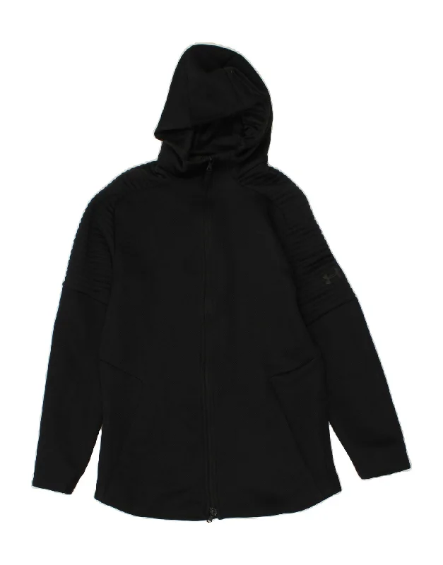 UNDER ARMOUR Mens Zip Hoodie Sweater Medium Black Polyester Transparent Opaque Sheer UNDER ARMOUR Mens Zip Hoodie Sweater Medium Black Polyester Transparent Opaque Sheer