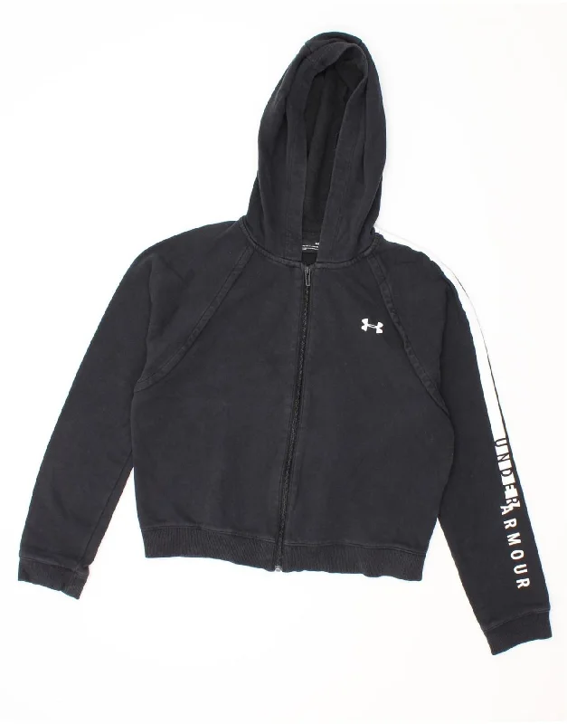 UNDER ARMOUR Womens Crop Graphic Zip Hoodie Sweater UK 14 Medium Black Lightweight Heavyweight Midweight UNDER ARMOUR Womens Crop Graphic Zip Hoodie Sweater UK 14 Medium Black Lightweight Heavyweight Midweight