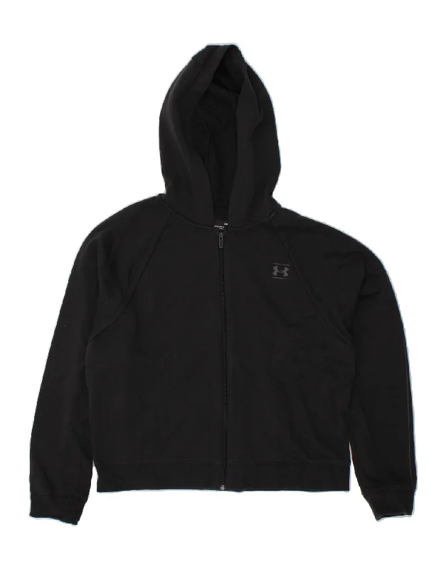 UNDER ARMOUR Womens Graphic Zip Hoodie Sweater UK 16 Large Black Cotton Zippered Buttoned Snapped UNDER ARMOUR Womens Graphic Zip Hoodie Sweater UK 16 Large Black Cotton Zippered Buttoned Snapped