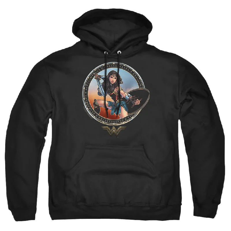Wonder Woman Battle Pose Pullover Hoodie Port Neck Pullover