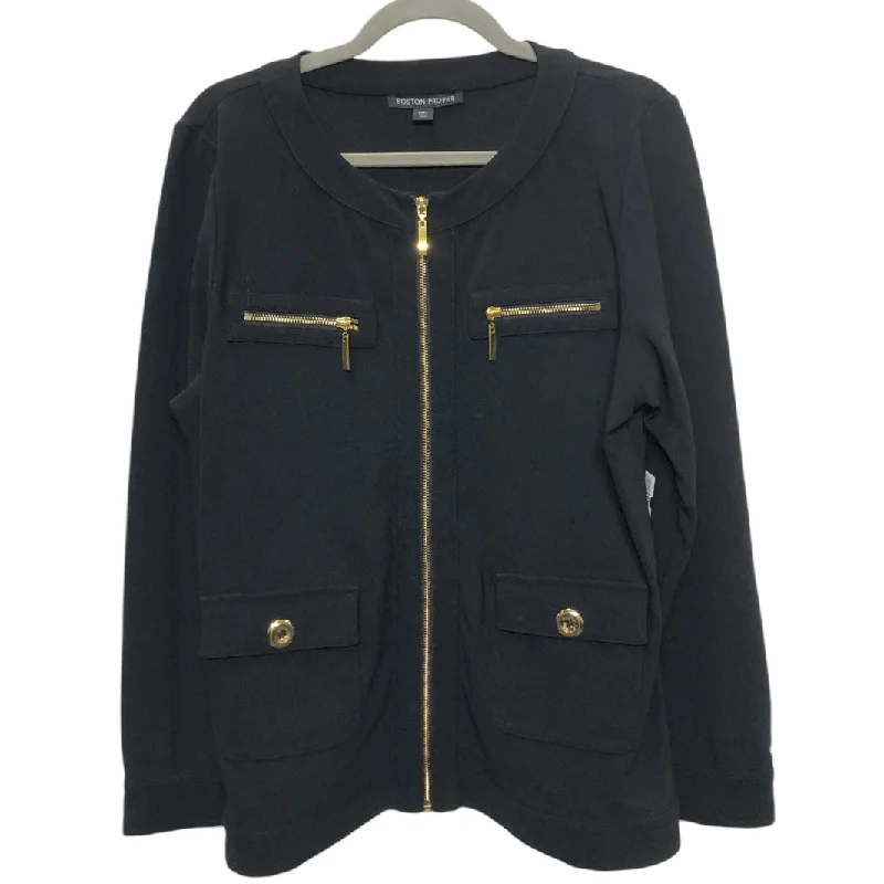 Blazer By Boston Proper In Black & Gold, Size: L Women's Short Blazer