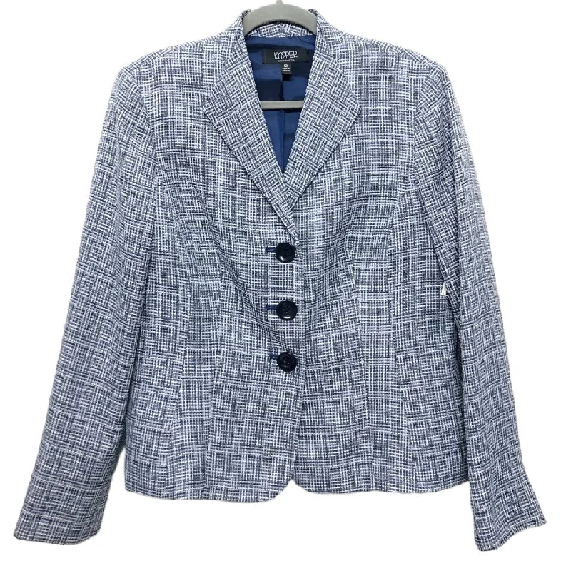 Blazer By Kasper In Blue & White, Size: 12 Women's Handmade Blazer