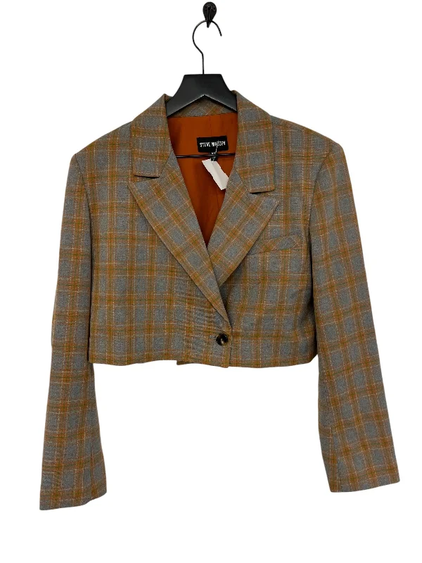 Blazer By Steve Madden In Grey & Orange, Size: M Women's Trendy Jacket