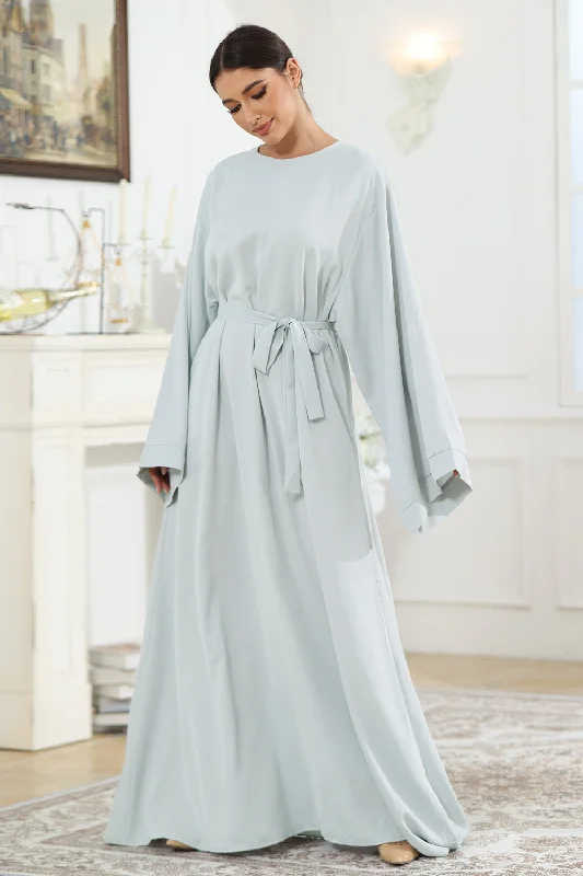 Round Neck Kimono Sleeve Tie Waist Dress Tunics Leisure comfortable