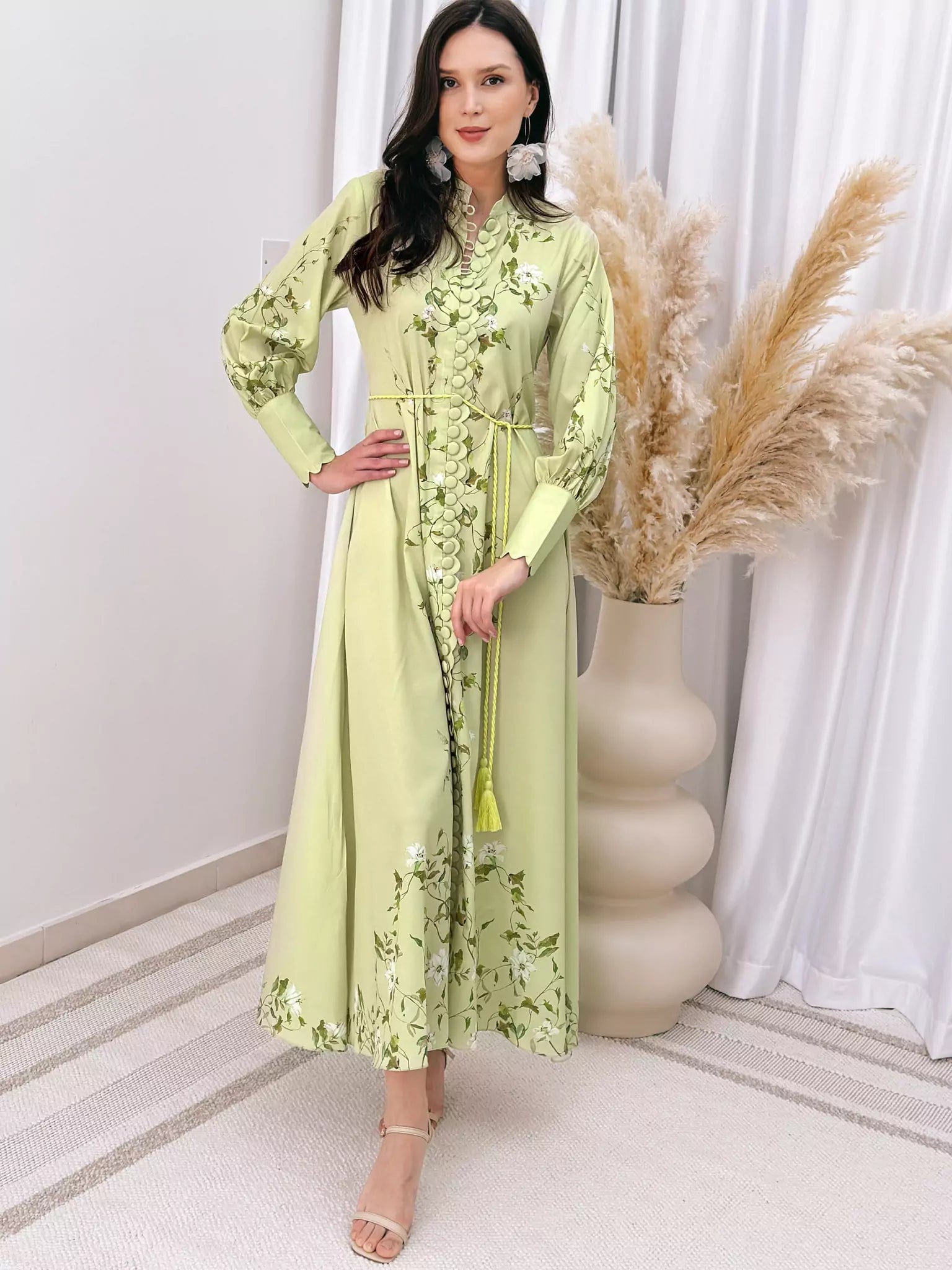 Ferula Pastel Green Long Dress Tunics Distressed trendy