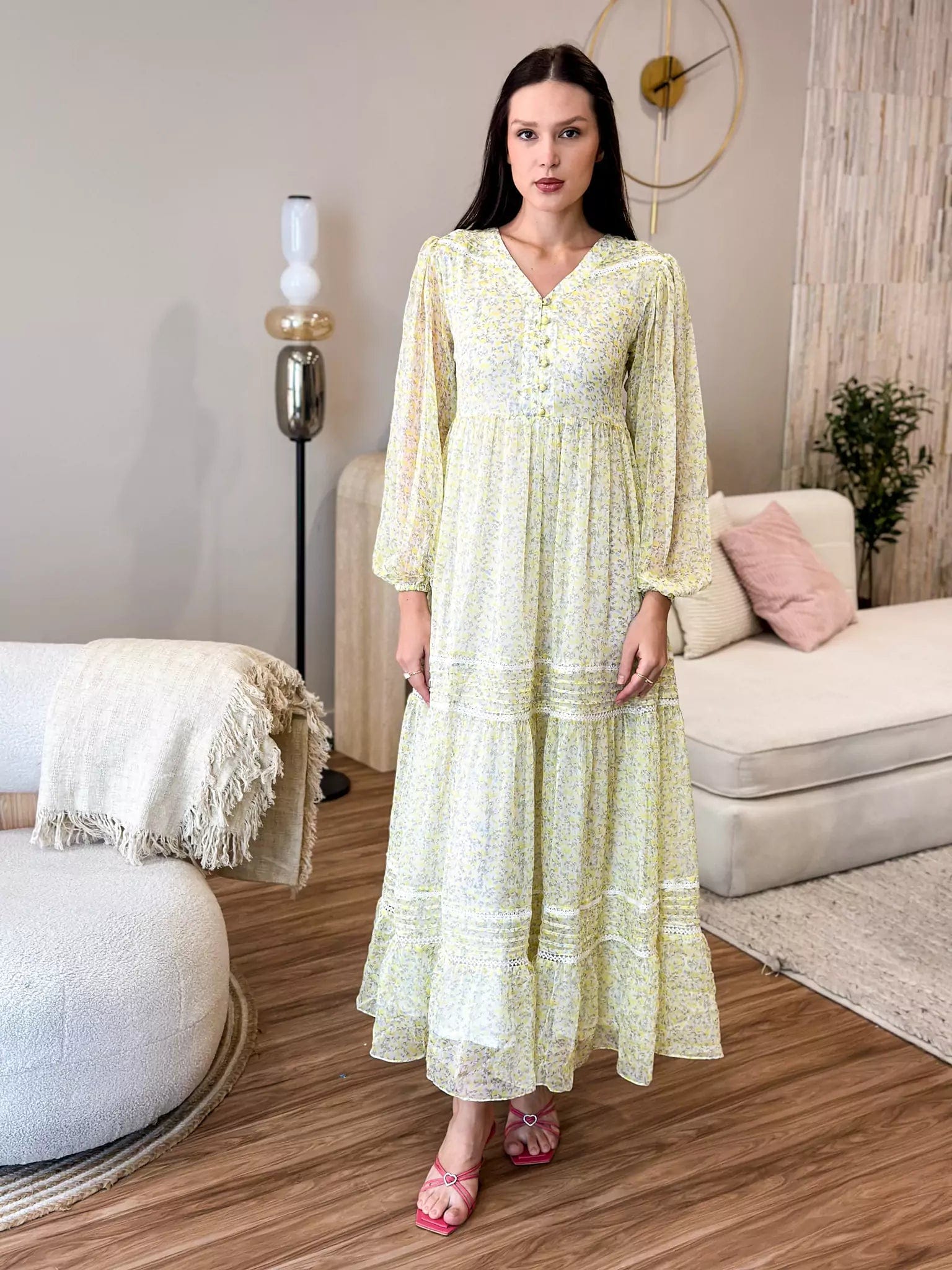 Isla Floral Lace Long Dress Tunics Short Trendy