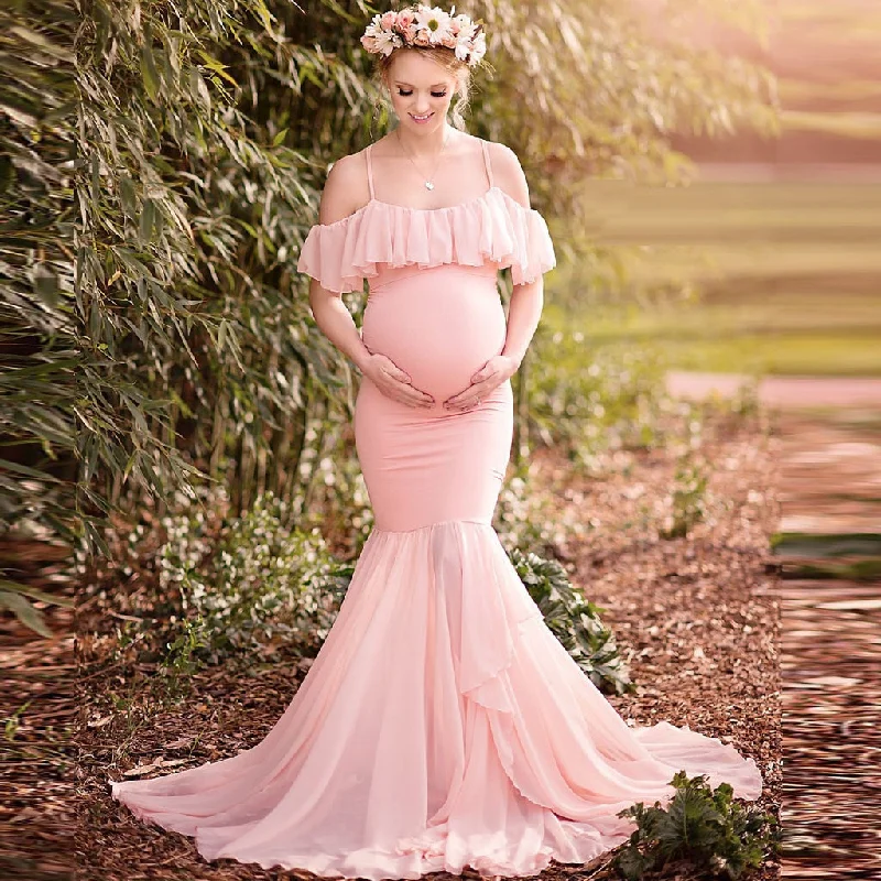 New Elegant Lace Maternity Dress Photography Props Long Dresses Pregnant Women Clothes Fancy Pregnancy Photo Props Shoot 2019 Tunics Practical durable