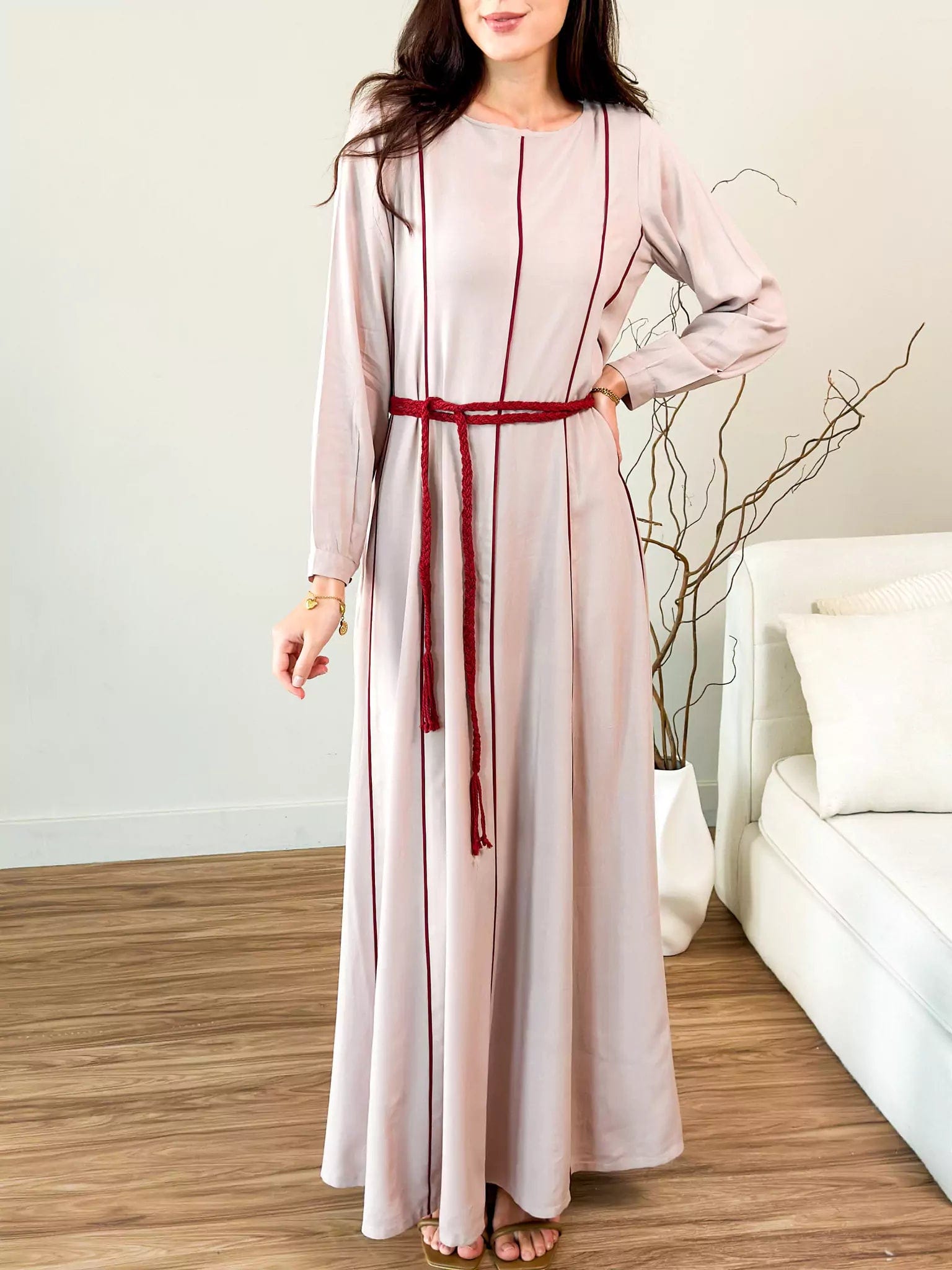 Oats n Rose Braided Long Dress Pencil Office Professional