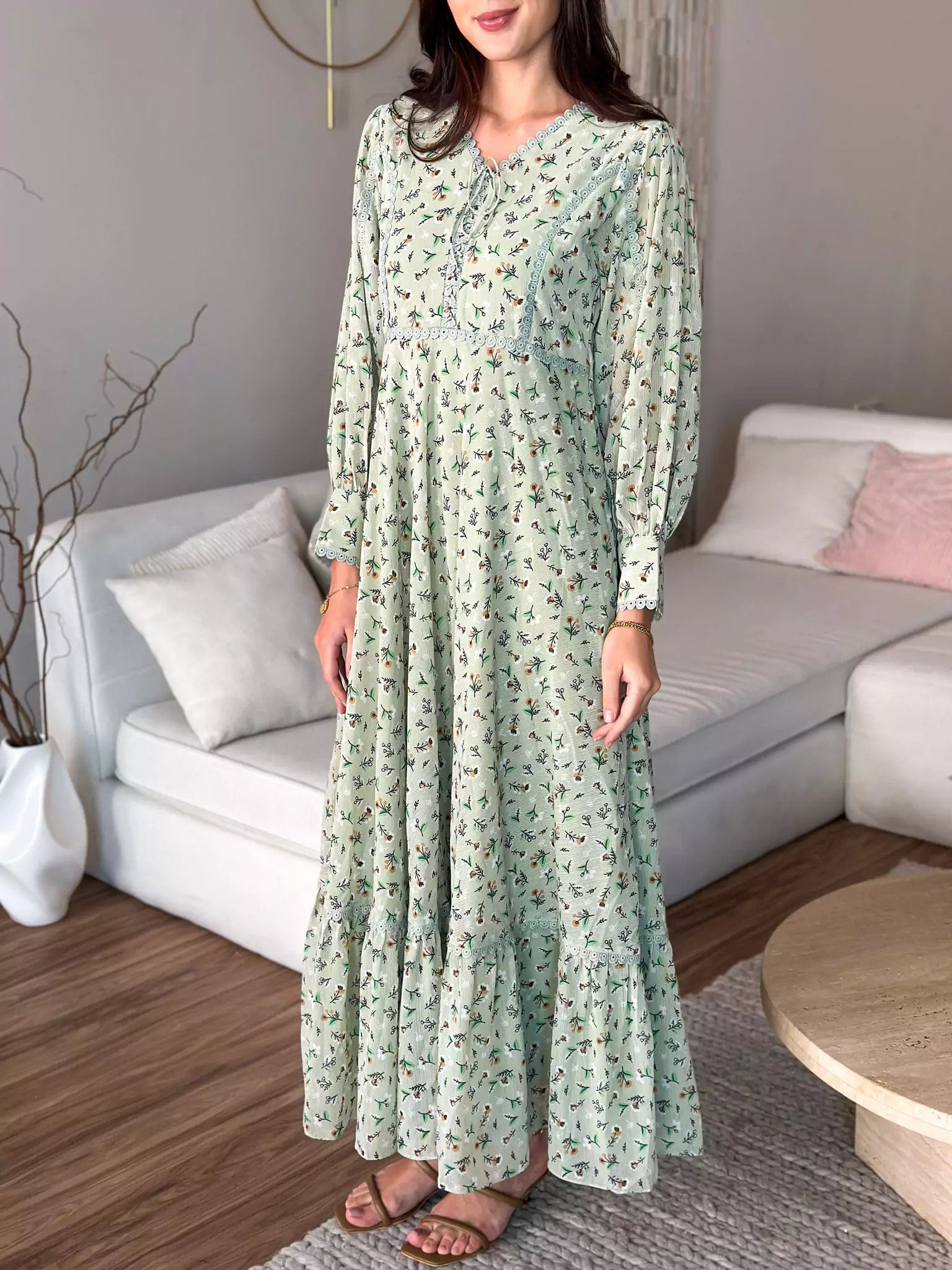 Orino Green Long Dress Tunics Sophisticated sleek