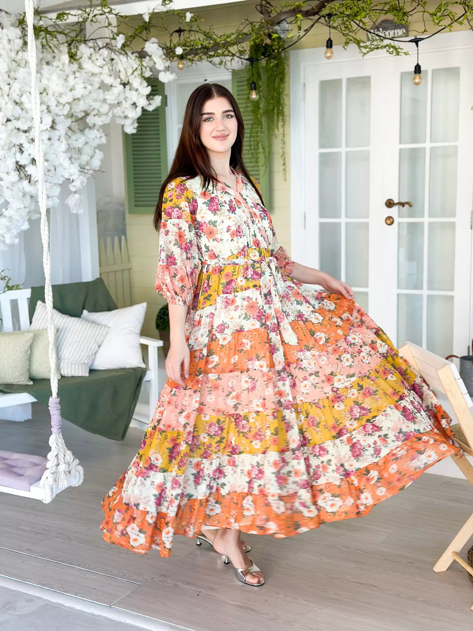 Quadra Floral Long Dress Maxi Flowy Bohemian