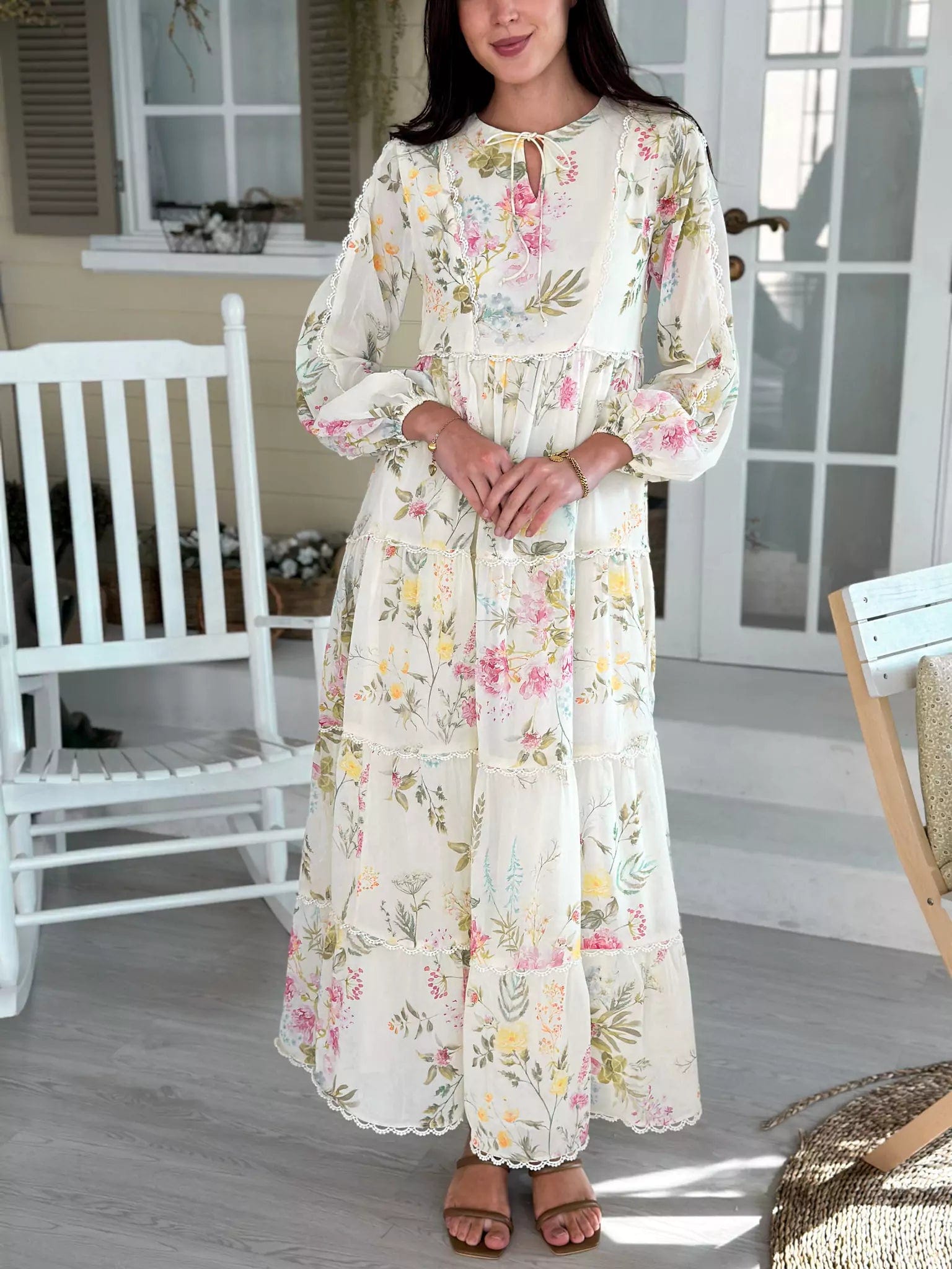 Savannah Floral Long Dress Tunics Chic elegant