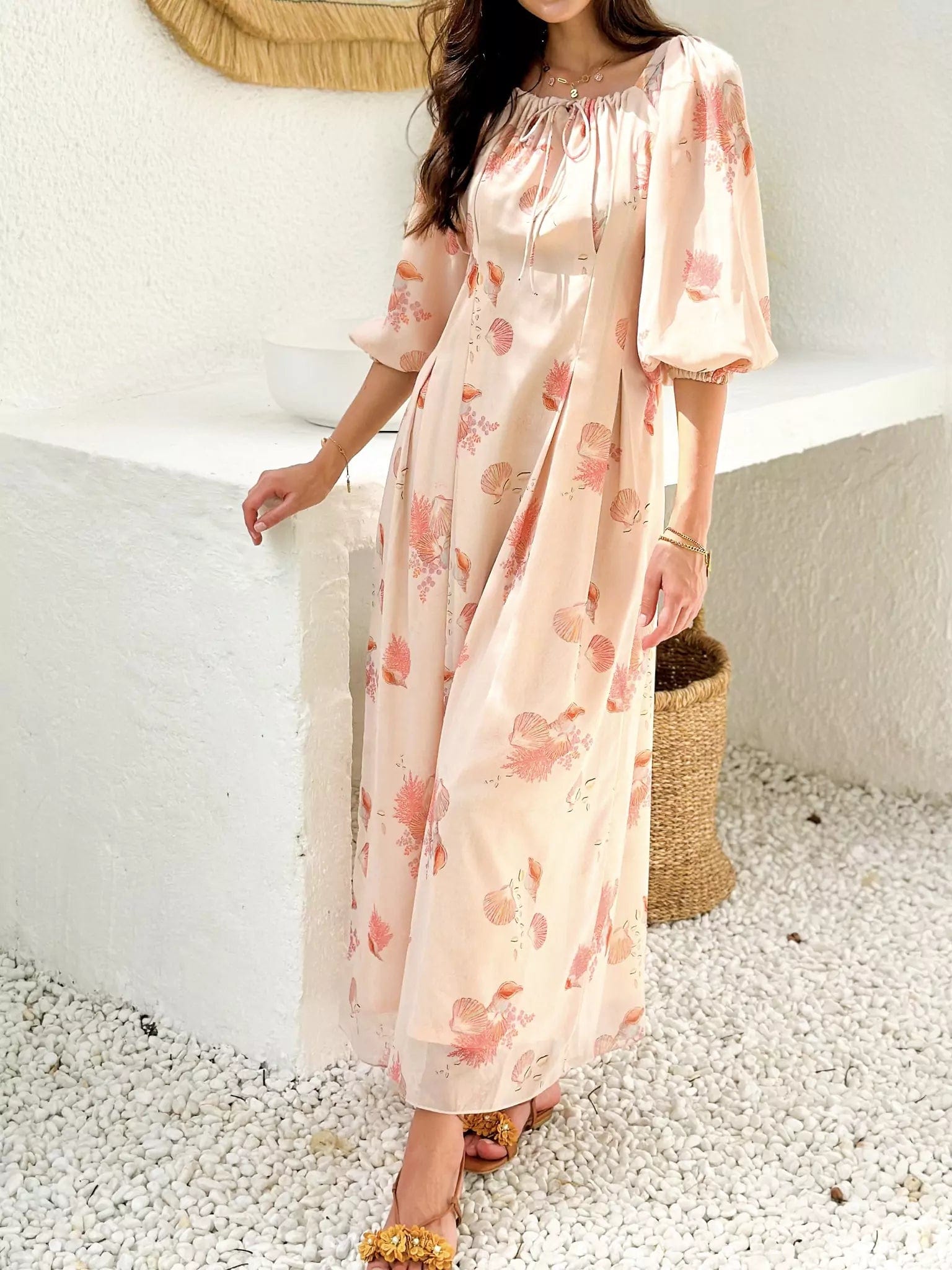 Sea Shore Long Dress Crew Neckline Sporty