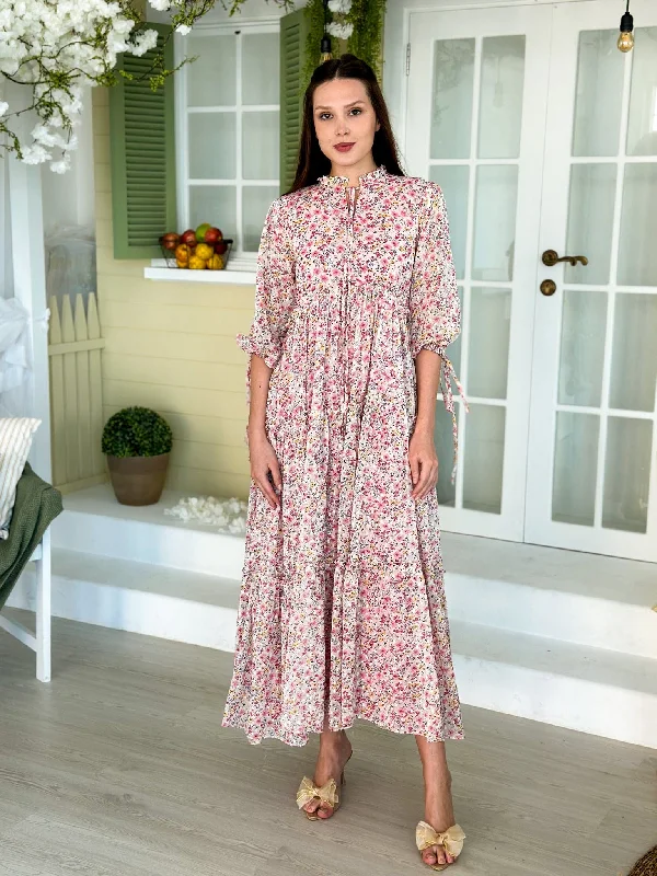 Valeria Floral Long Dress Tunics Velvet soft