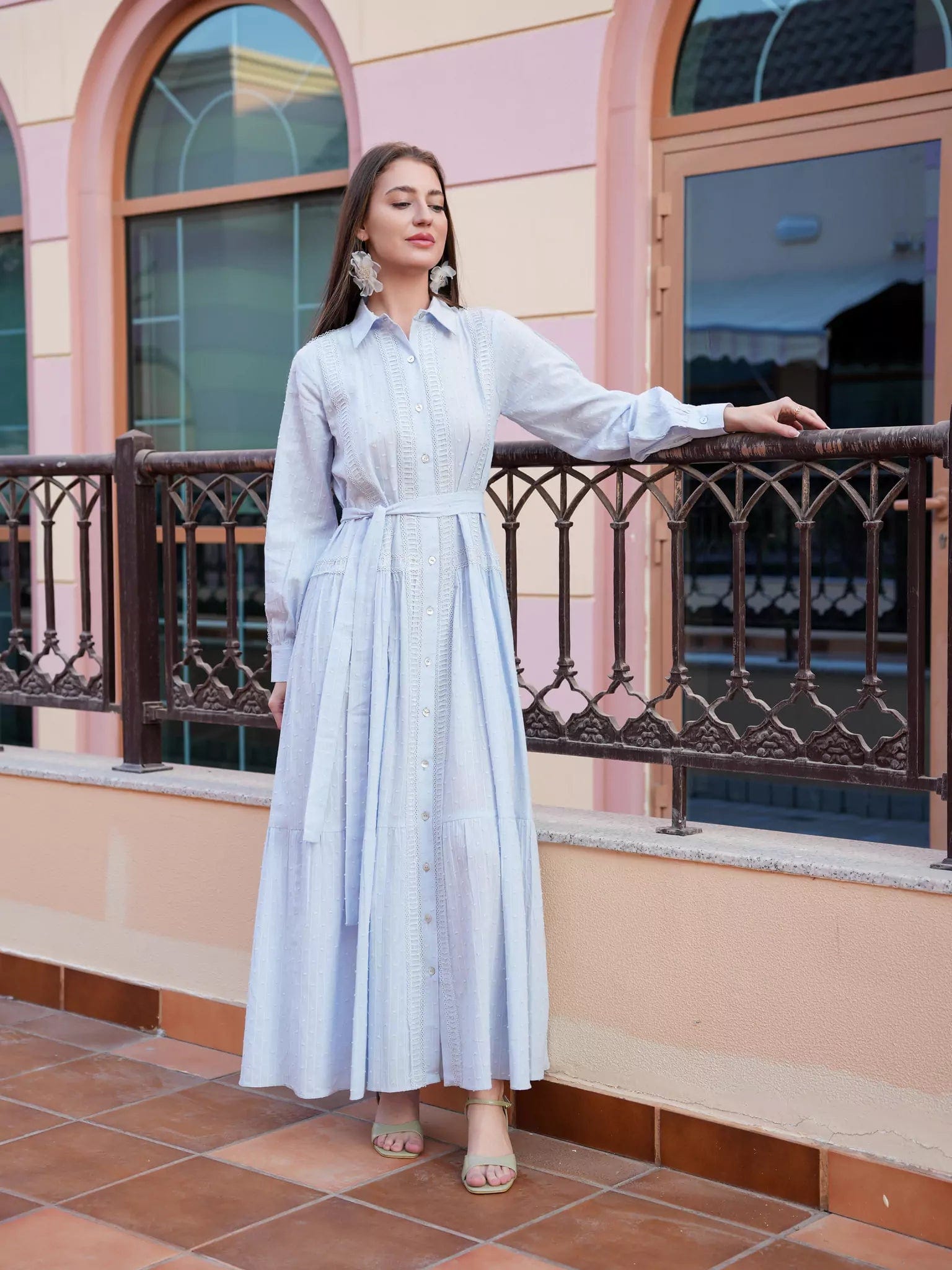 Viola Pastel Blue Long Dress Tunics Luxurious high-end