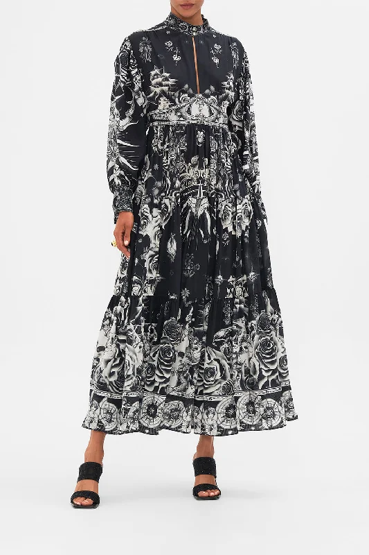 SHAPED WAISTBAND DRESS WITH TIERED SKIRT TALES OF TATTOO Tunics Timeless classic