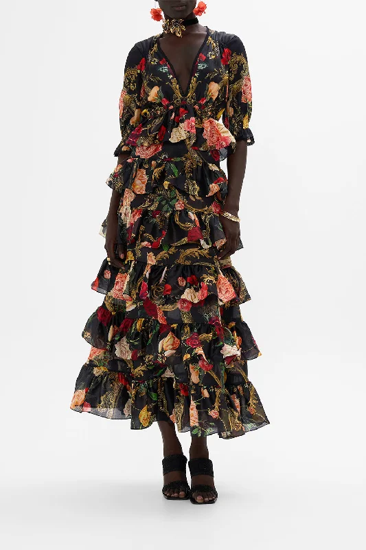 PUFF SLEEVE TIERED SKIRT LONG DRESS MAGIC IN THE MANUSCRIPTS Tunics Exclusive limited PUFF SLEEVE TIERED SKIRT LONG DRESS MAGIC IN THE MANUSCRIPTS Tunics Exclusive limited