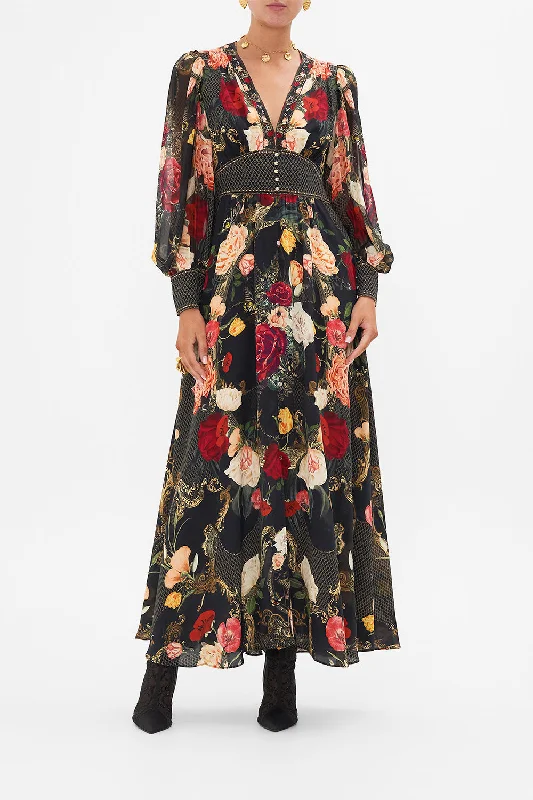 SHAPED WAISTBAND DRESS WITH GATHERED SLEEVES MAGIC IN THE MANUSCRIPTS Tunics New arrival SHAPED WAISTBAND DRESS WITH GATHERED SLEEVES MAGIC IN THE MANUSCRIPTS Tunics New arrival