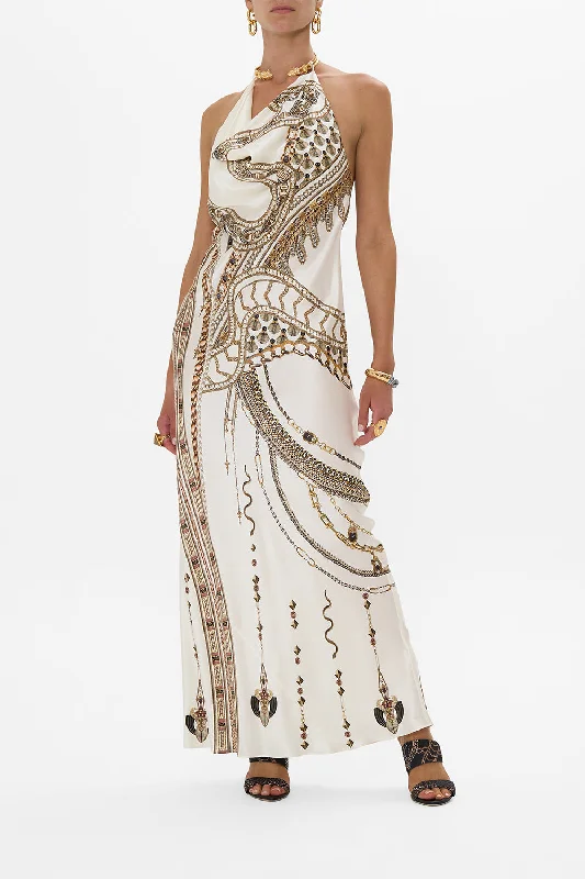 DRAPED LONG DRESS WITH NECKPIECE GODDESS ENERGY Tunics Party sparkling
