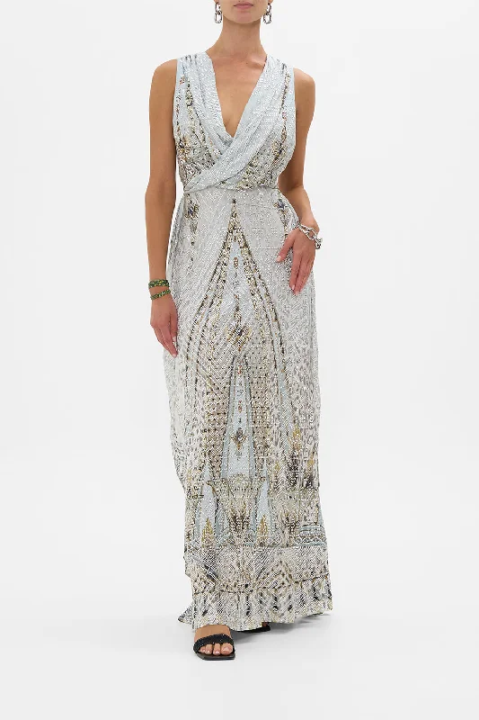 SLEEVELESS DRAPED T BACK LONG DRESS SAHARA STARLET Tunics Sale discount